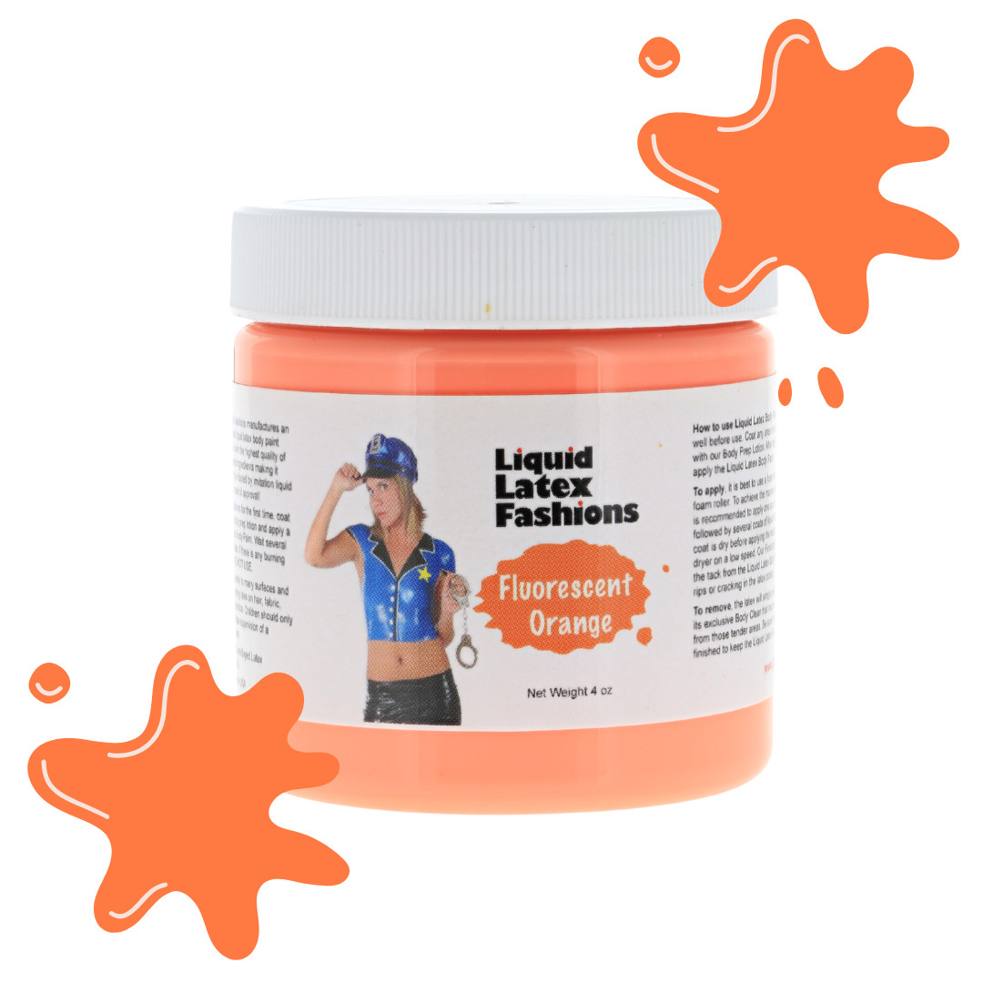 Fluorescent Orange Liquid Latex Body Paint – 4 oz – Blacklight and Bright