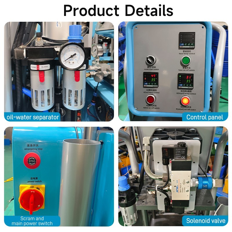 Pneumatic Polyurethane Spray Foam Machine 1:1 Ratio High Pressure Polyurea Spray