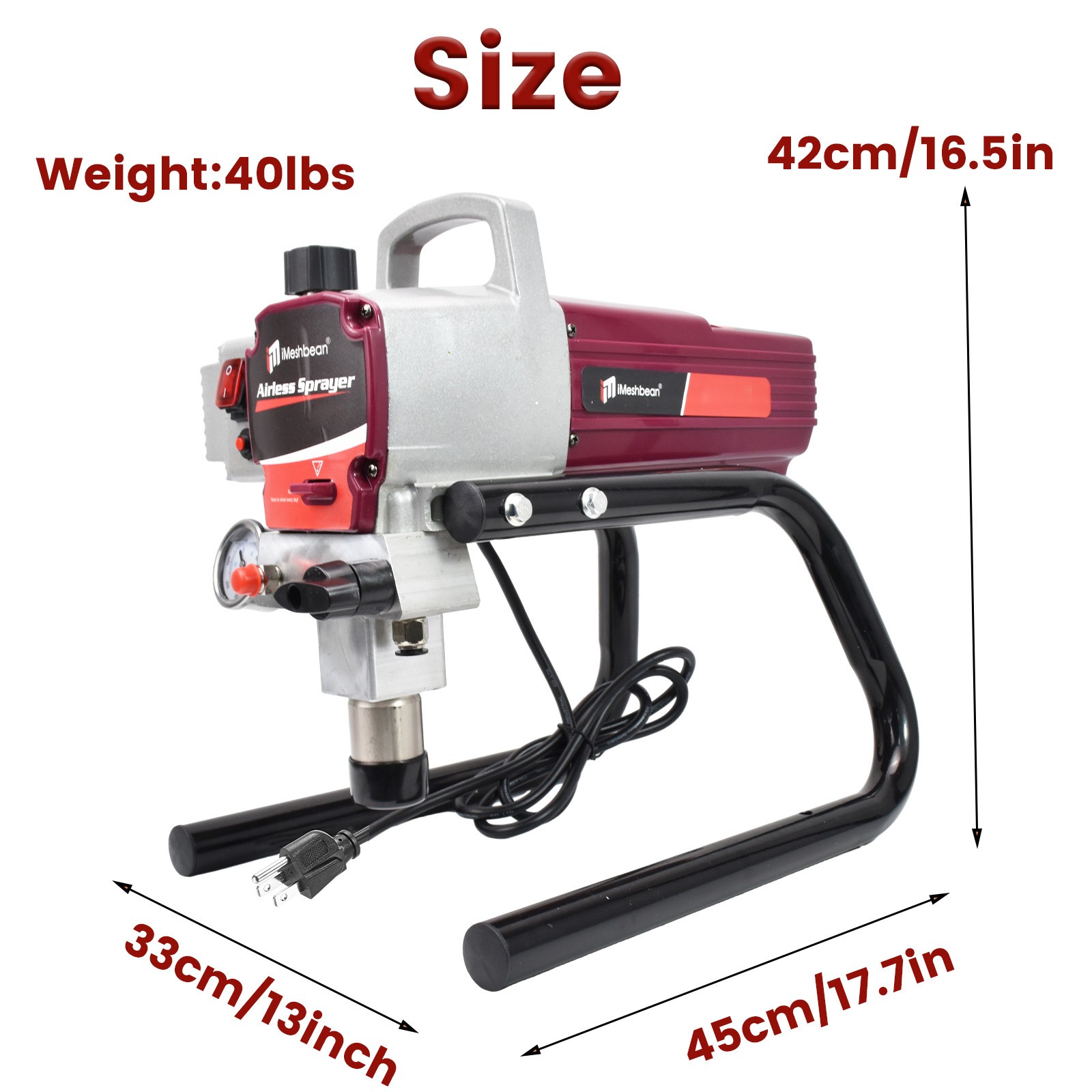 2.5HP High Pressure Airless Paint Sprayer High Efficiency Power Painting 220V