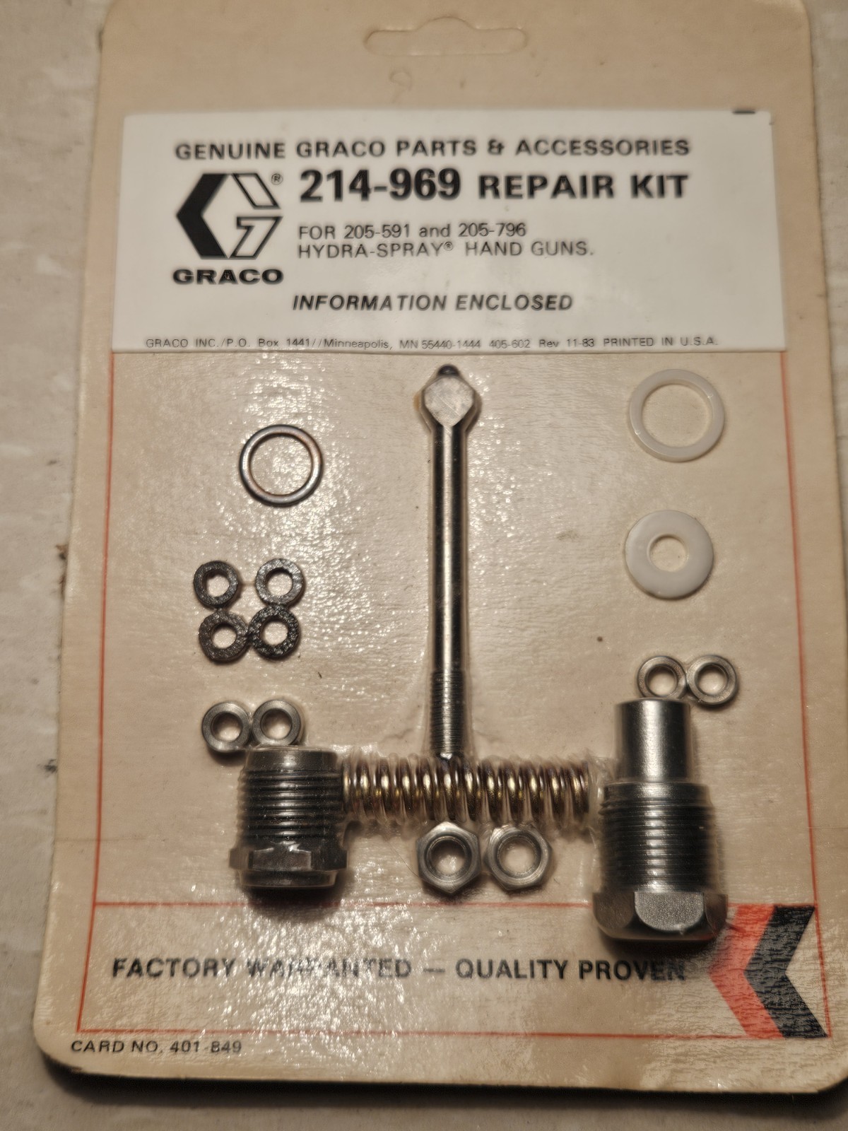 Graco 214-969 214969 Hydra Spray Hand Gun Repair Kit For 205-591, 205-796