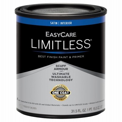 4 Pack – Limitless Interior Paint & Primer,White Satin Acrylic Latex,Qt. – LLISE