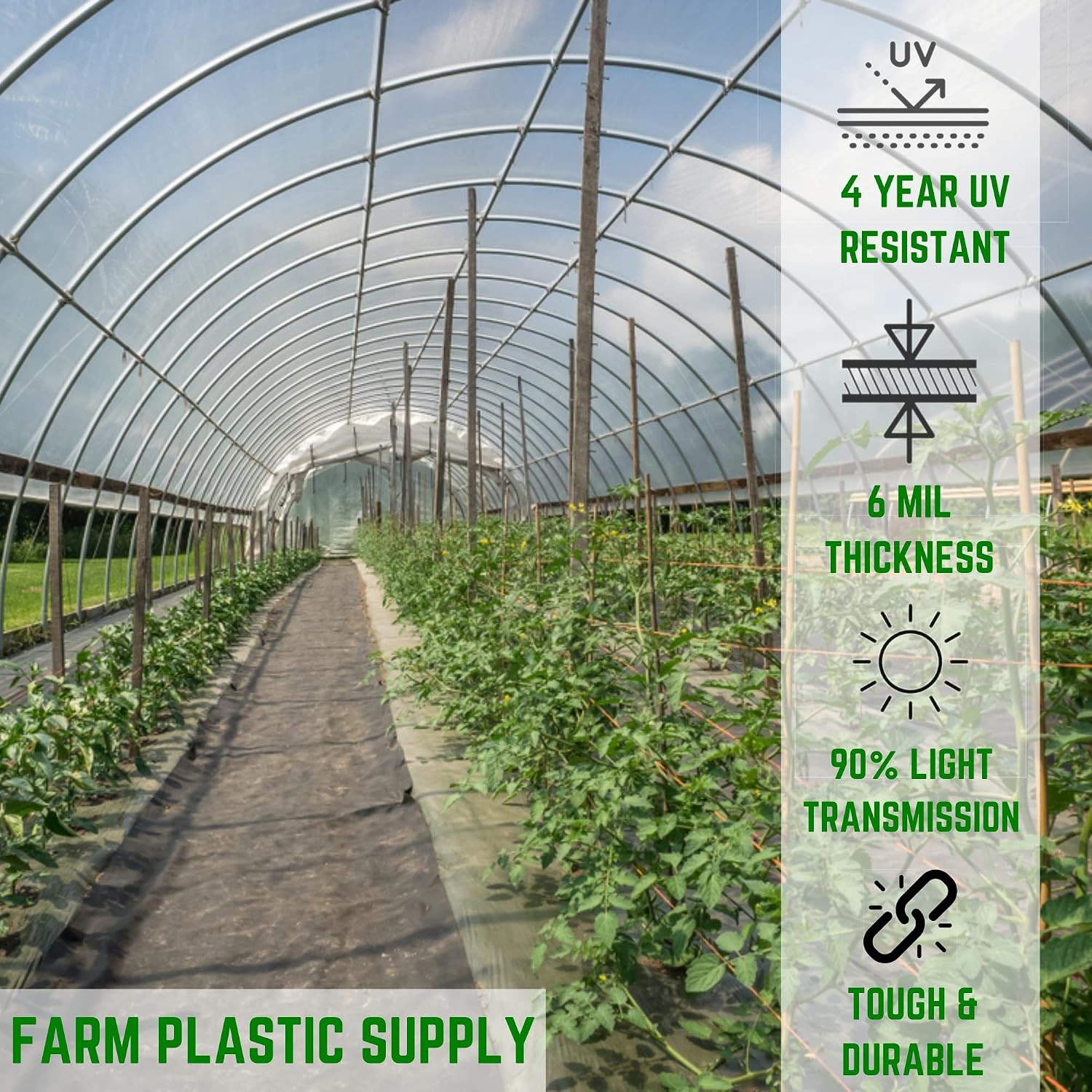 Clear Greenhouse Plastic Sheeting 6 mil 10′ x 50′ 4 Year UV Resistant