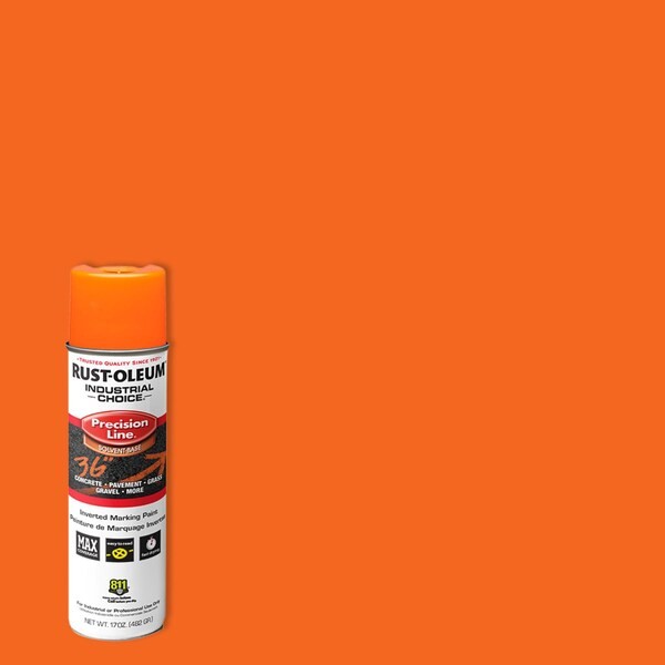 Rust-Oleum 201516V Precision Line Marking Paint, Inverted, Apwa Orange, 20 Oz