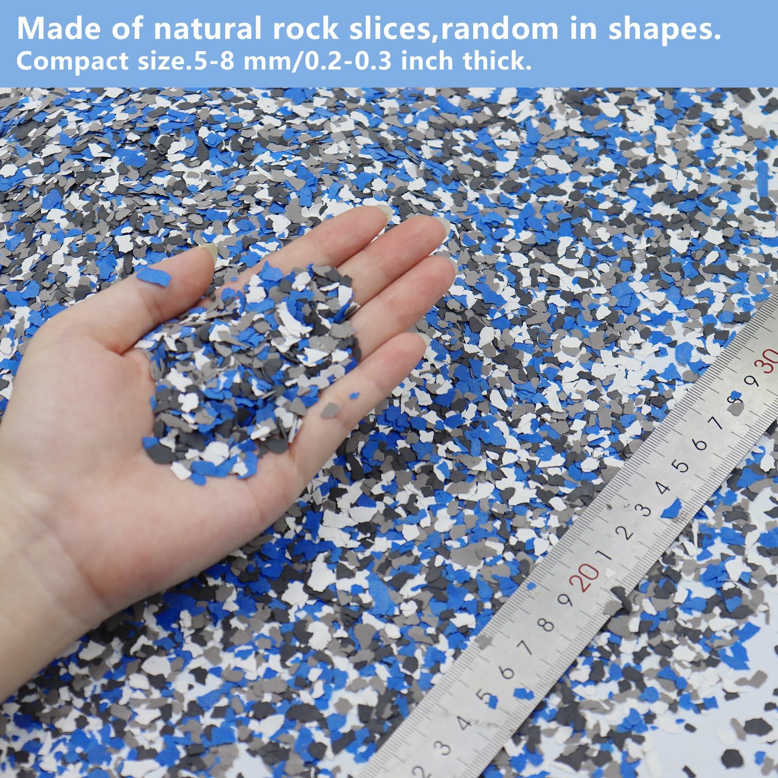 Kaoer Epoxy Floor Flakes，454g/ 1Lb Blend Decorative Color Chips 1LB, Blue