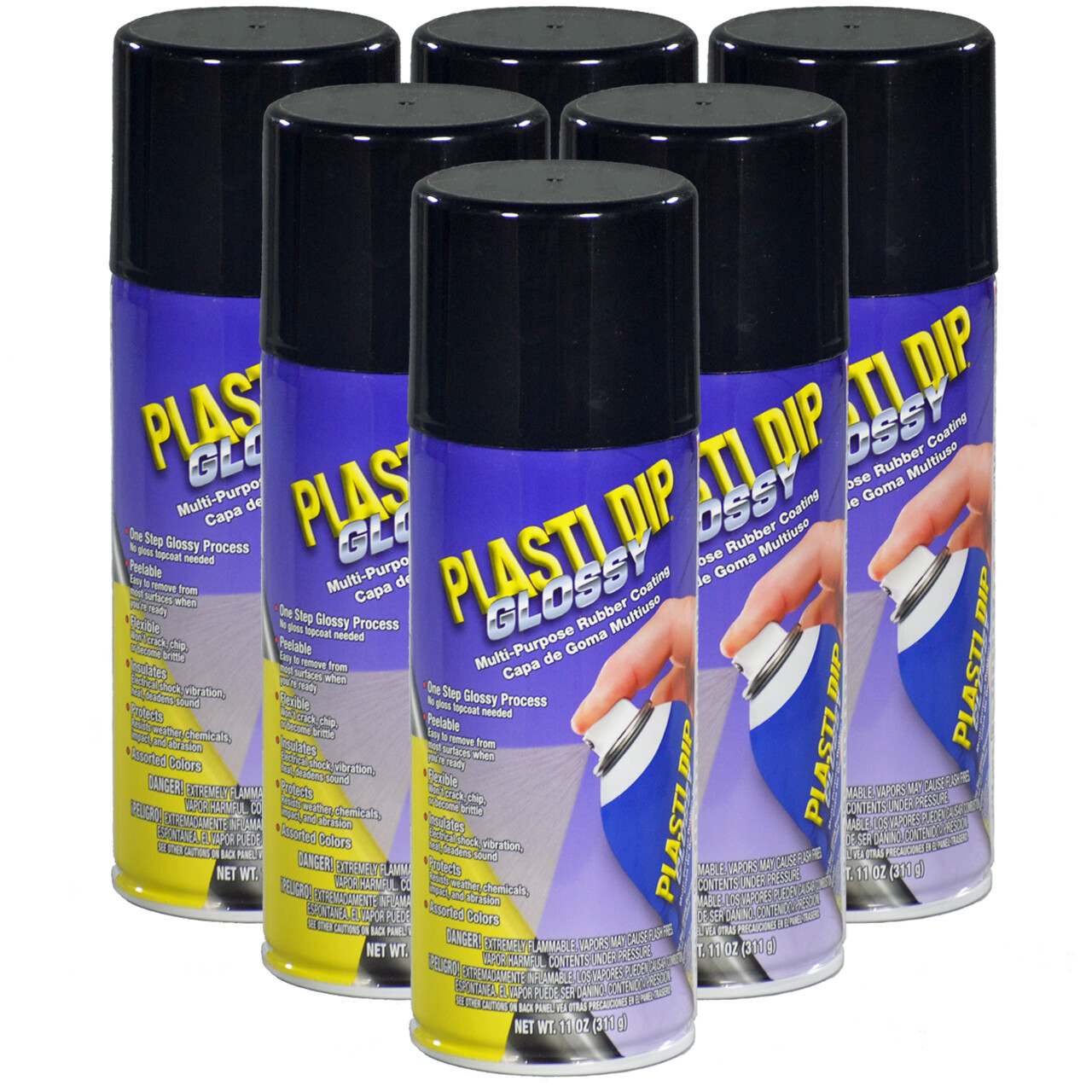Plasti Dip Glossy Black, 11 oz Aerosol, Case of 6 – both Color and Gloss Finish
