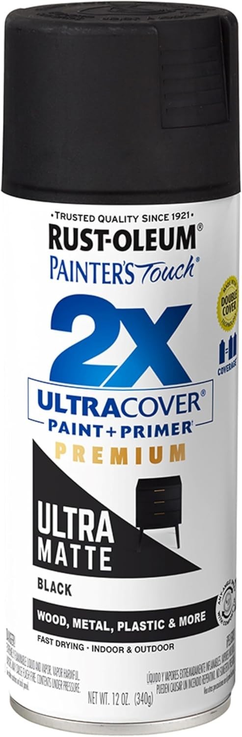 Rust-Oleum Painter’s Touch 2X Ultra Cover Ultra Matte Black Spray Paint 12 Oz