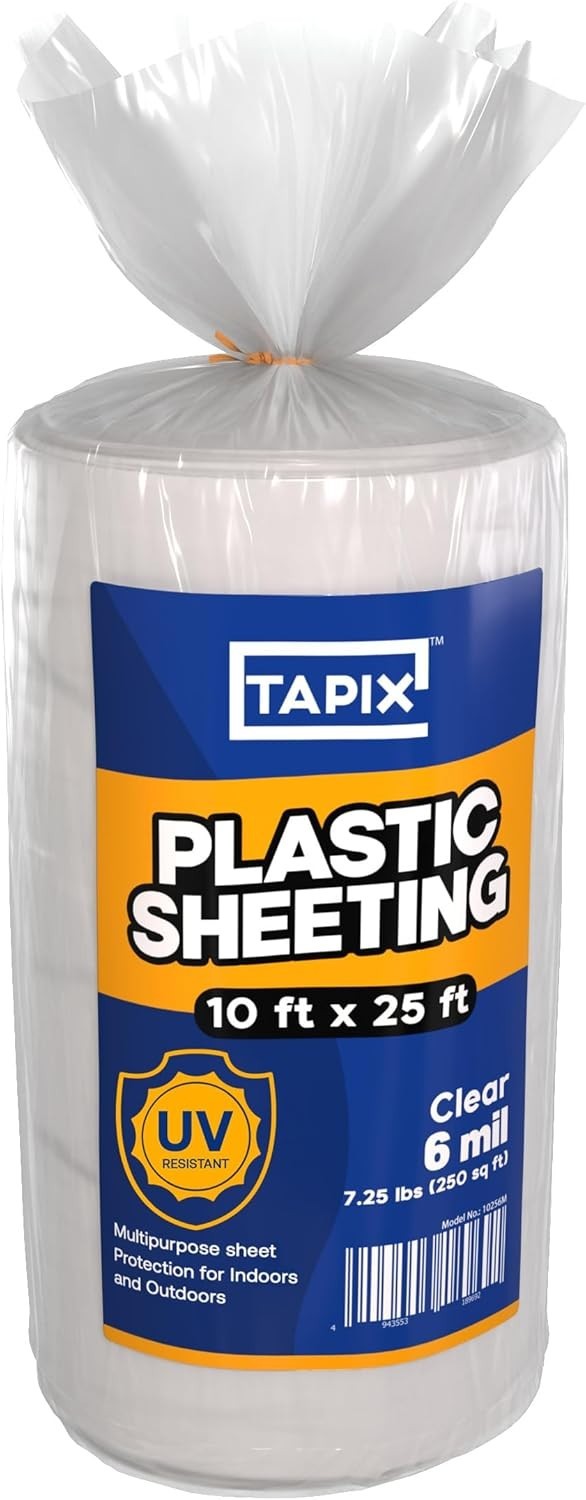 Versatile 6 Mil UV Protection Clear Sheeting – 10′ x 25′ for Gardening and More