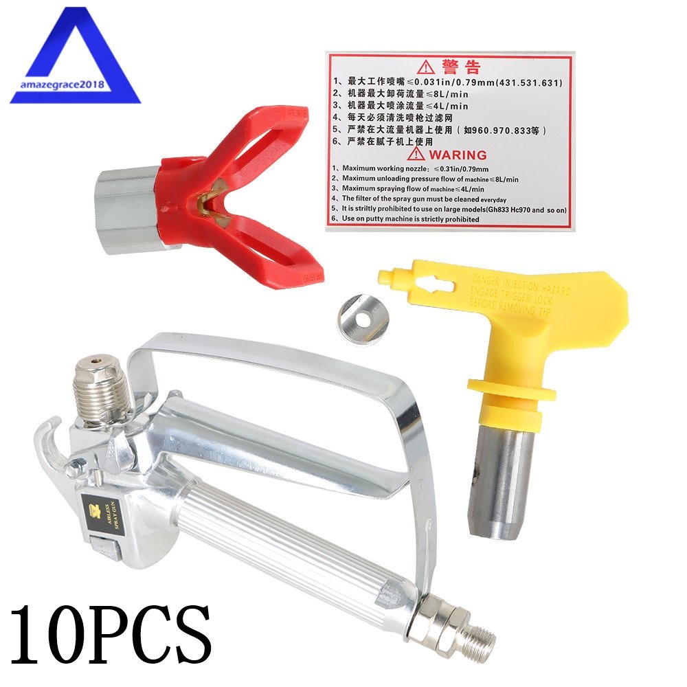 10 PCS For Sprayers 3600PSI Airless Paint Spray Gun w/ Tip&Tip Guard Sprayers
