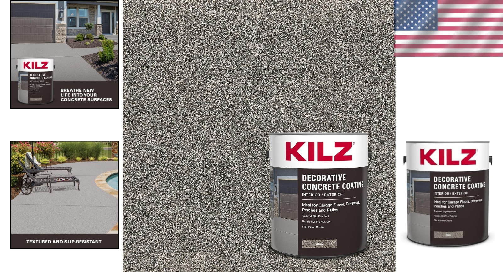 Slip Resistant Gray Concrete Paint, Interior/Exterior, 1 Gal#
