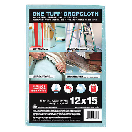 Trimaco 90039 Leakprf/Slipresdropcloth, Blu, 12Ftlx15ftw