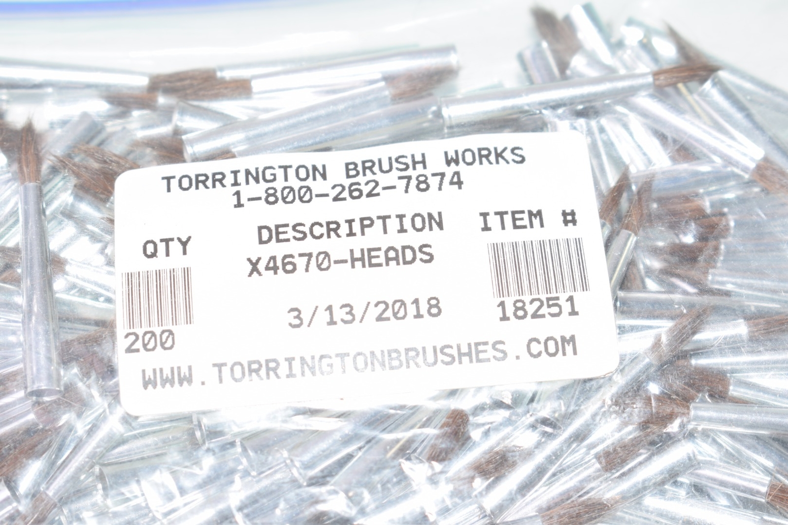 Pack of 200 NEW Torrington Brush Heads #18251, X4670 Brush Heads