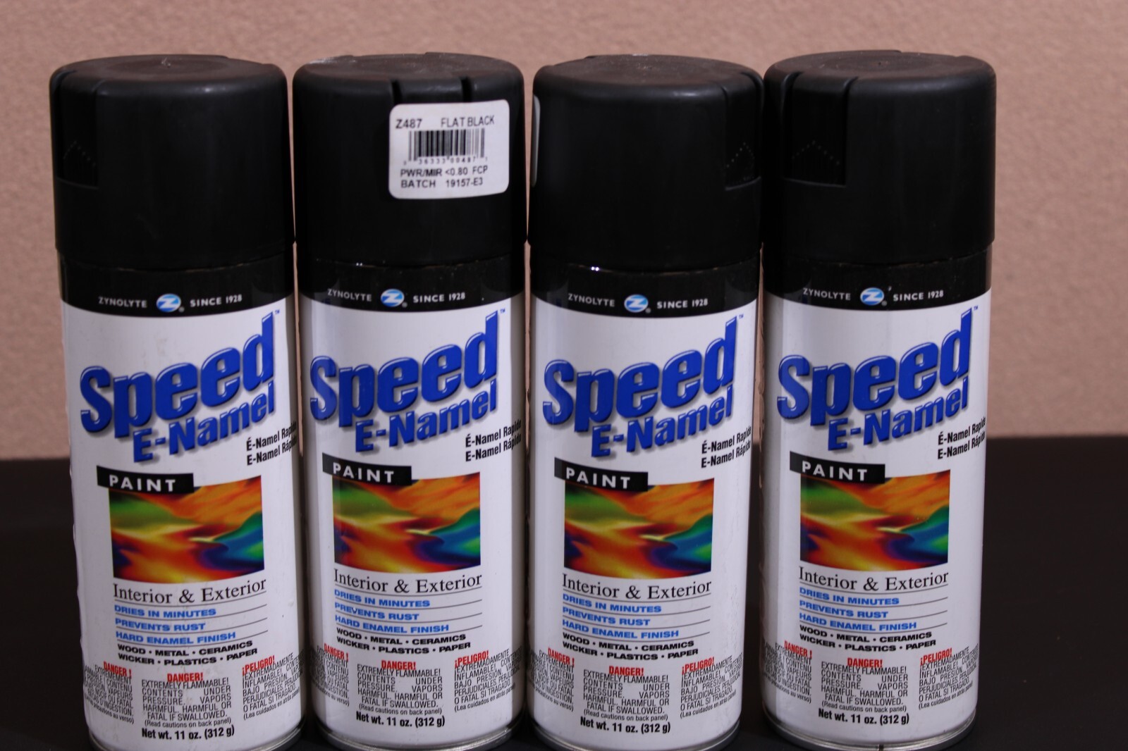 Aervoe Z487 Flat Black Speed E-namel Spray Paint 11 oz. 4-Pack