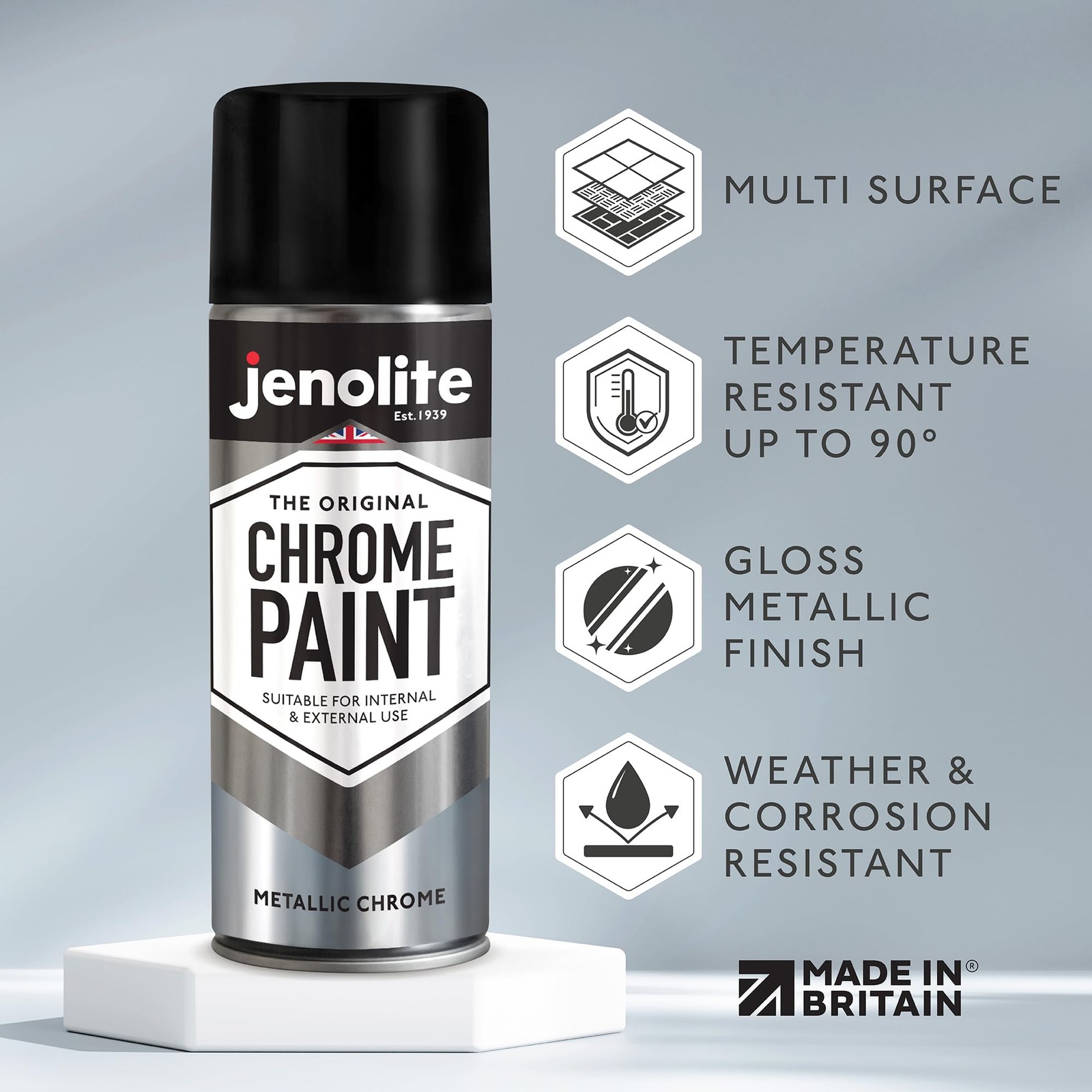 JENOLITE Chrome Spray Paint – Smooth 13.52 Fl Oz (Pack of 1),
