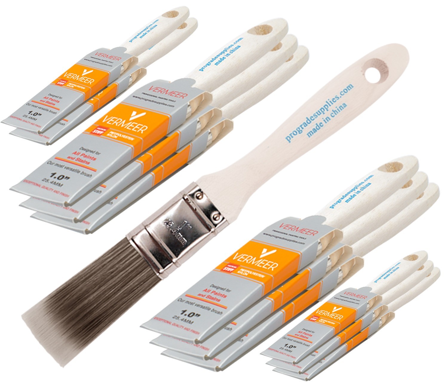 12 Pack – 1″ Flat Brushes for All Latex and Oil Paints & Stains