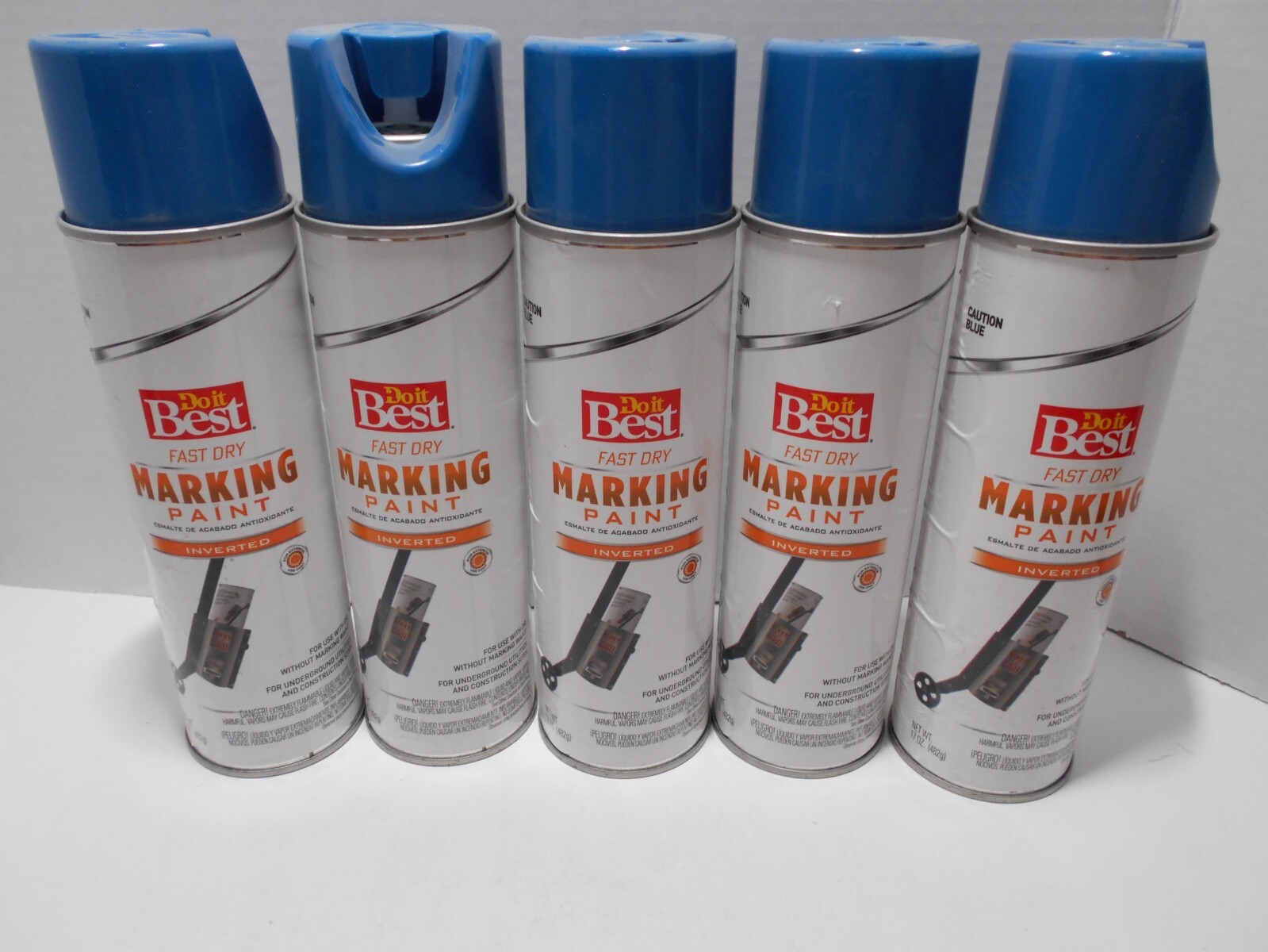 NEW Do It Best Lot of 5 Spray Cans of Blue Marking Paint 17 oz Each Inverted