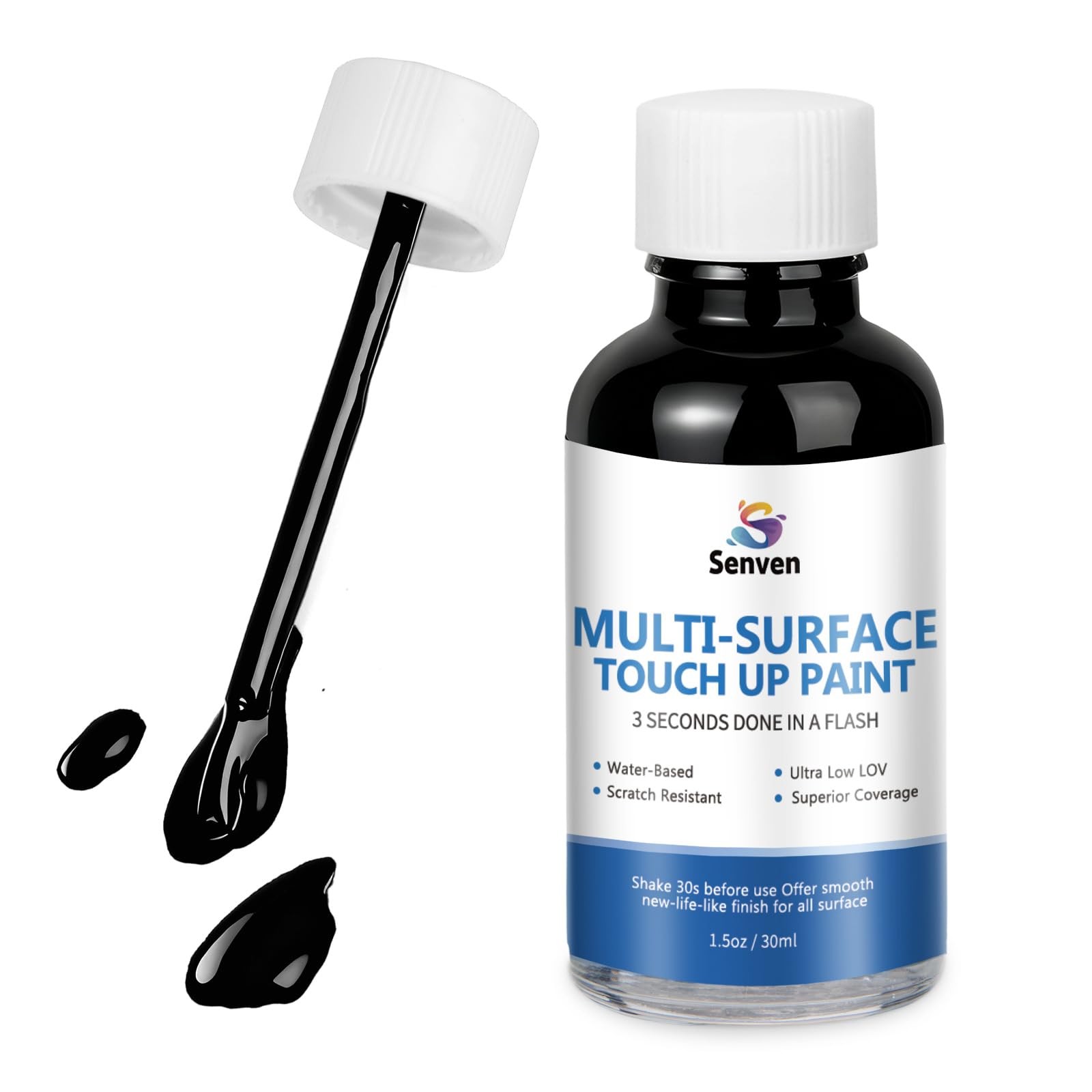 Black Touch Up Paint Semi-Gloss Multi Surface 30 ml,