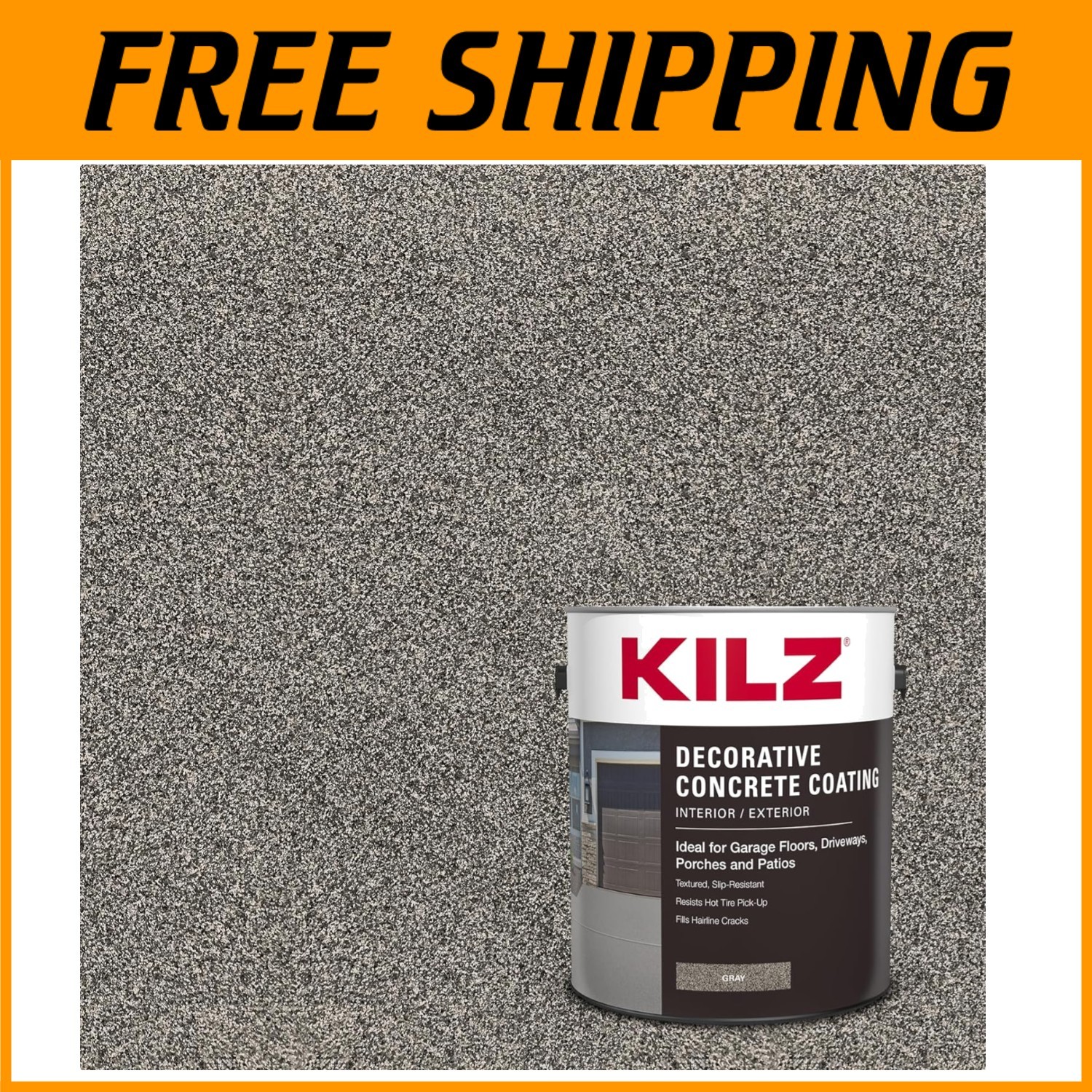 Slip Resistant Gray Concrete Paint, Interior/Exterior, 1 Gal#