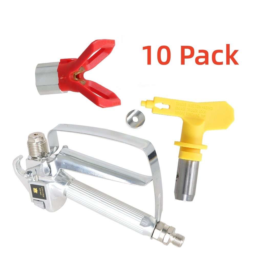 10 Pcs Airless Paint Spray Gun 3600PSI W/517 Tip & Tip Guard For Paint Sprayers