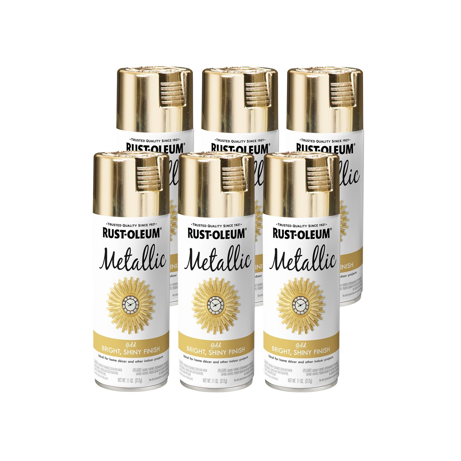Rust-Oleum 340647-6PK Specialty Metallic Spray, 11 11 Fl Oz (Pack of 6), Gold