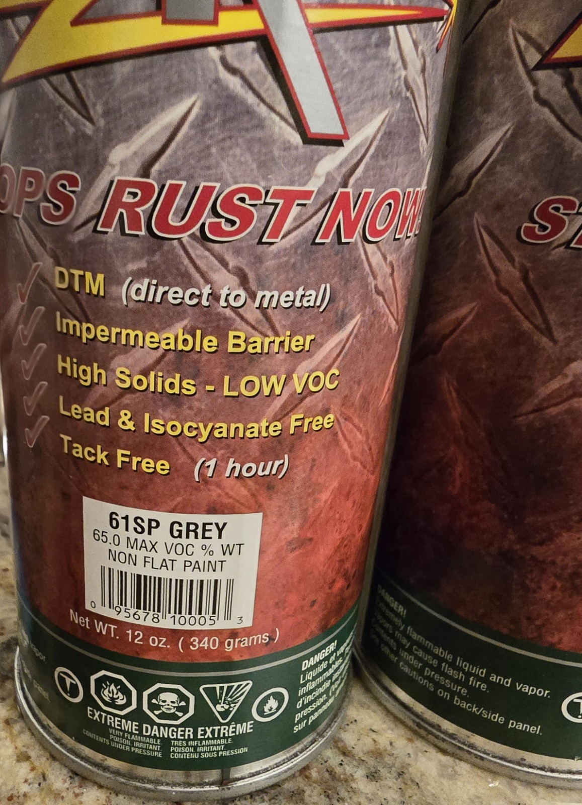 2 Cans Zero Rust – 61SP – Gray Rust Inhibitive Coating – 12oz Aerosol