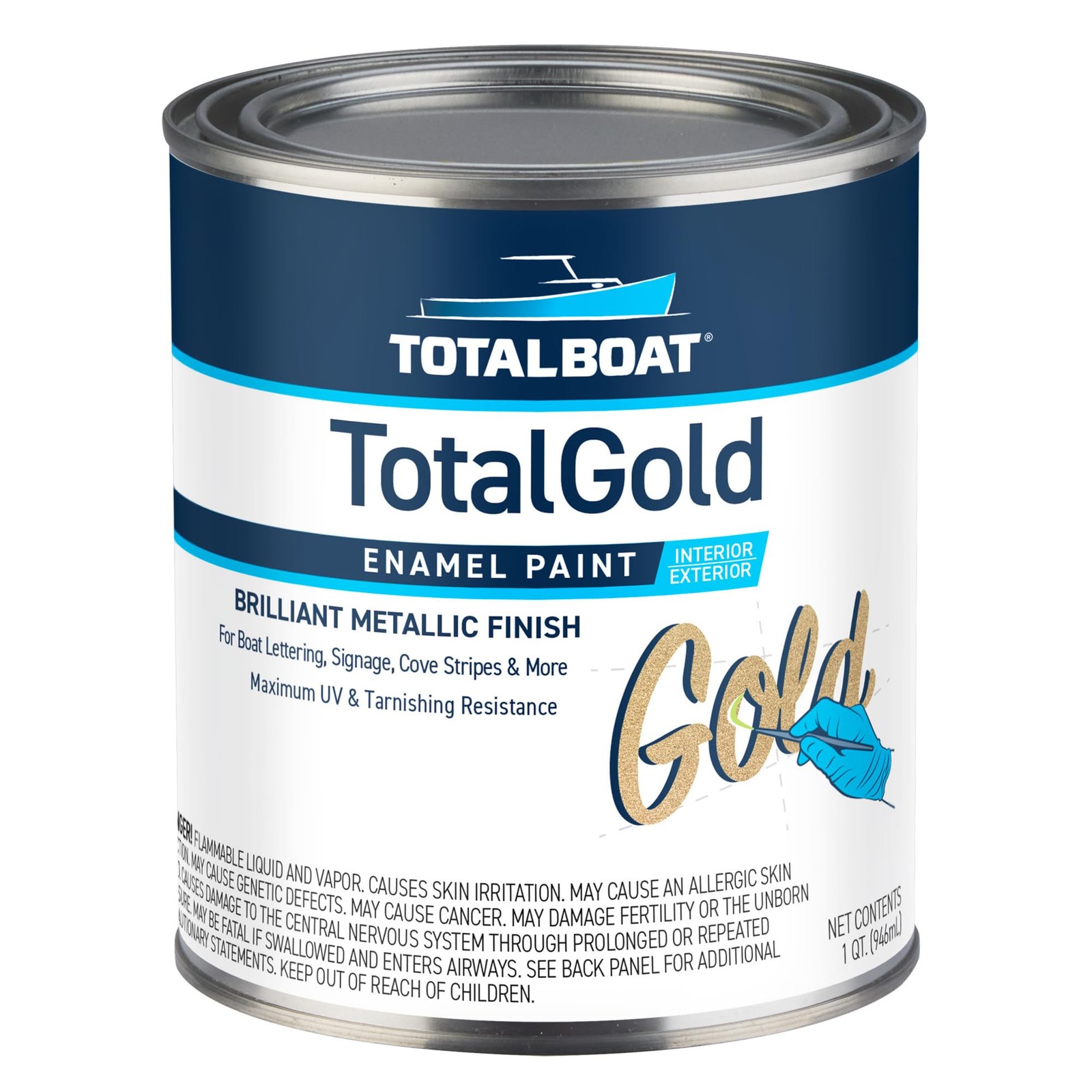 Totalboat Totalgold Gold Enamel Metallic Paint For Boats Sign Lettering And
