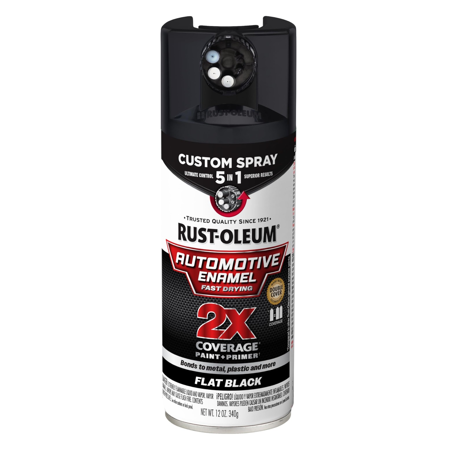 Rust-Oleum 2X Automotive Enamel Custom Spray 12 Ounce (Pack of 1), Flat Black