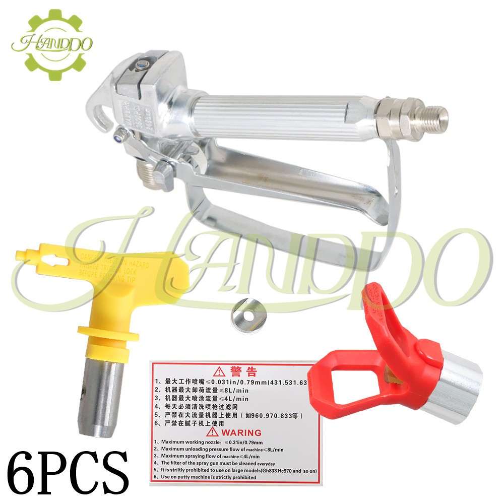 6 Pack 3600PSI Airless Paint Spray Gun w/ Tip&Tip Guard Sprayers For Sprayers