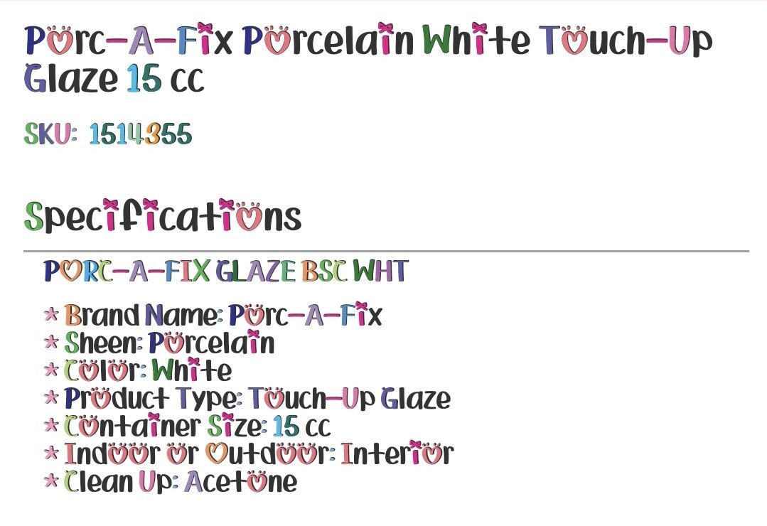 Fixture-Fix Porc-A-Fix Basic White Porcelain Touch-up Paint, 15cc BS-1