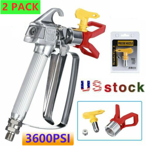 1 Or 2 PACK 3600 PSI Airless Paint Spray Gun w/ 517 Tip & Tip Guard For Sprayers