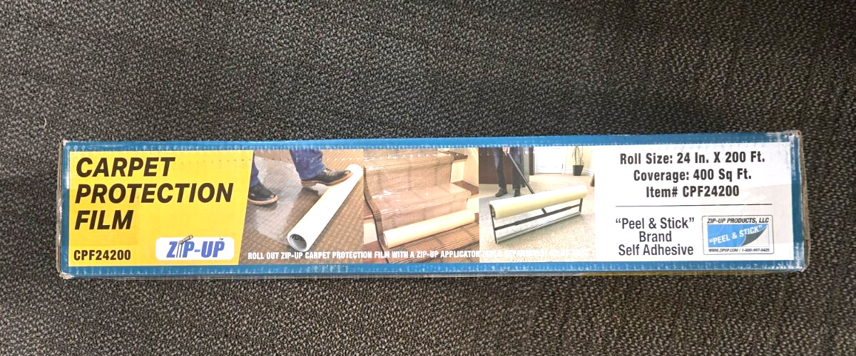 UNOPENED Zip-Up Carpet Protection Film 24″x200′ roll (400 Sq Ft)