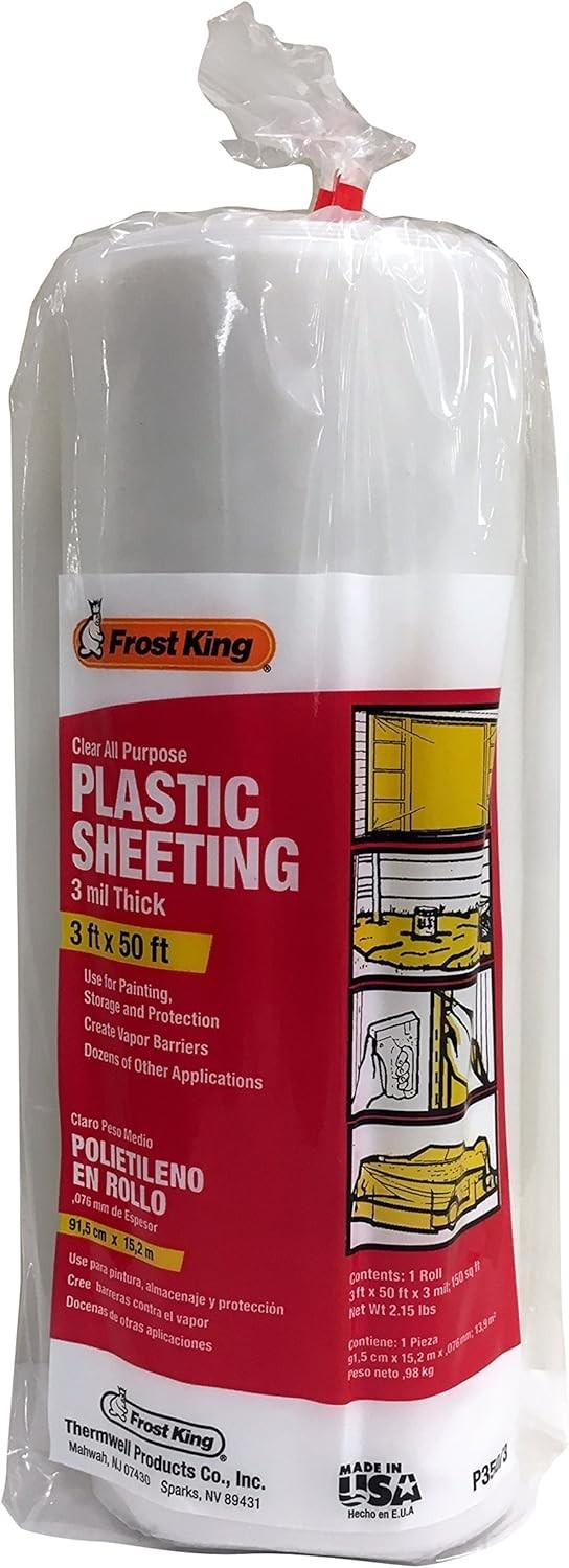 Polyethylene Plastic Sheeting 3ft x 50ft for Emergency or Outdoor Use