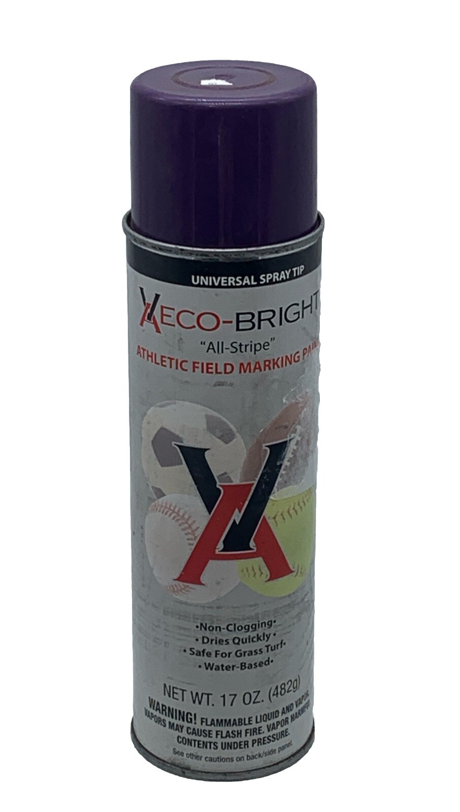 Eco-Bright Athletic Field Marking Paint, Purple, 17 oz, No Spray Nozzle Included