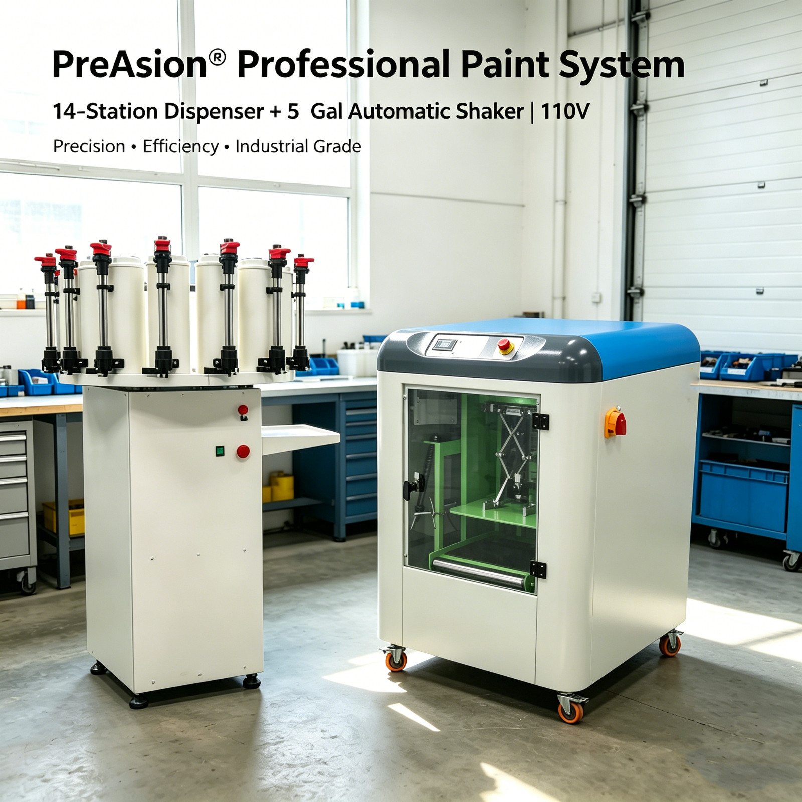 14Station Paint Colorant Dispenser + 5Gallon Automatic Platform Paint Mixer 110V