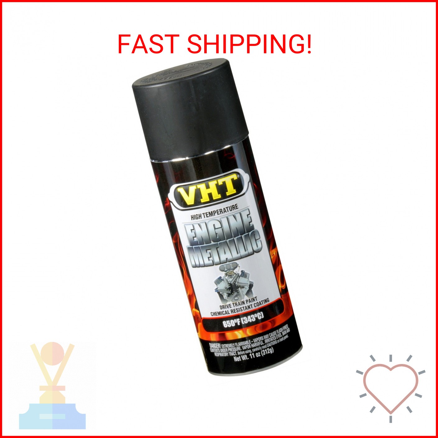 VHT SP405 Engine Metallic High Heat Spray Paint – Black Pearl – 11 oz. Aerosol C