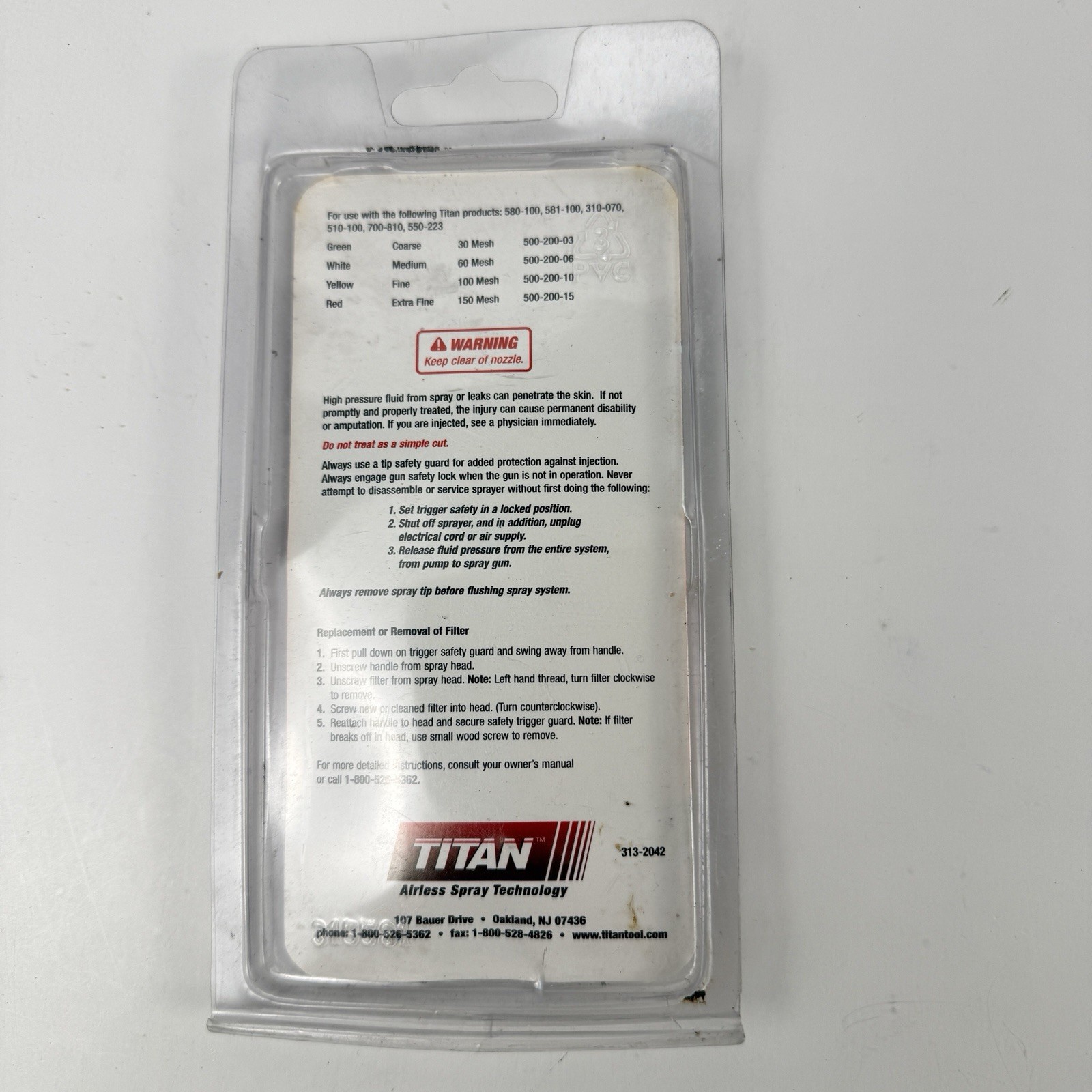 Titan Airless Gun Filters 500-200-06 White Medium 60 Mesh #641K (1 FILTER)
