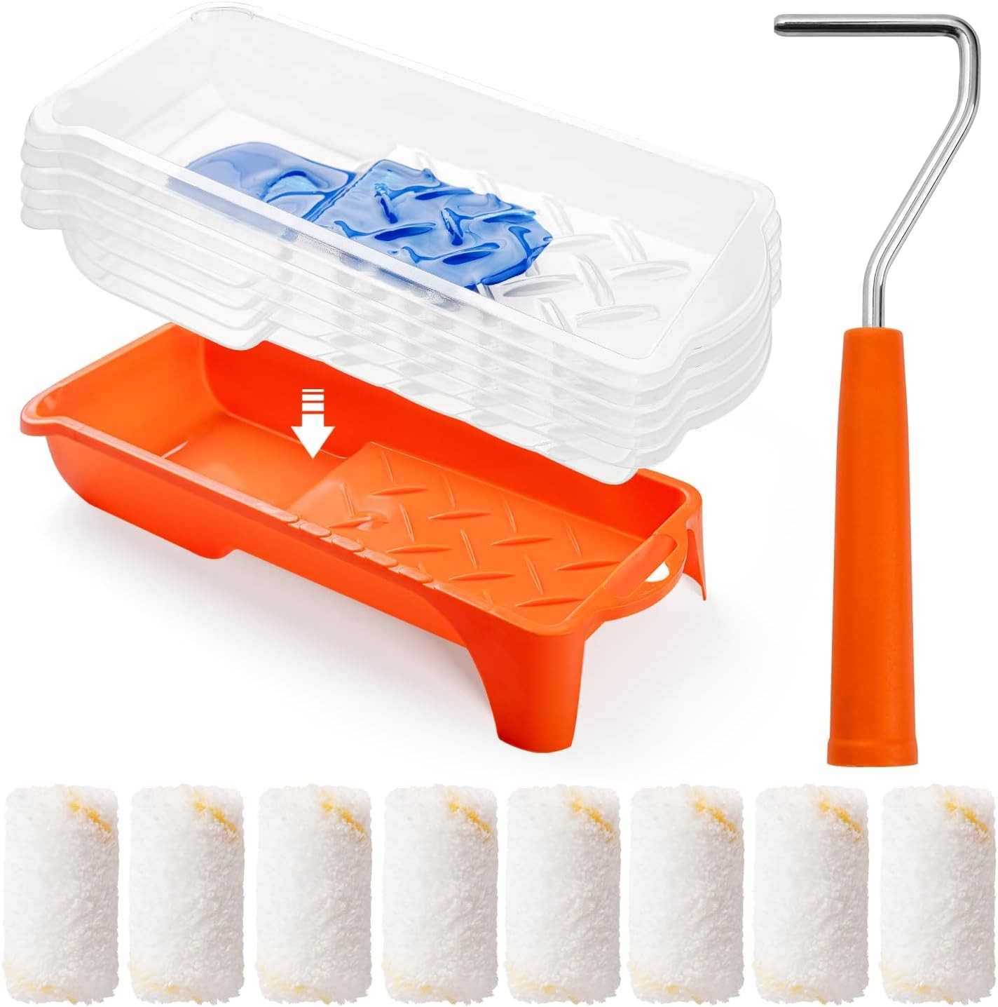 Paint Roller kit, 2 Inch 15 Pack Small 2 Kit, 15 Pack, light orange