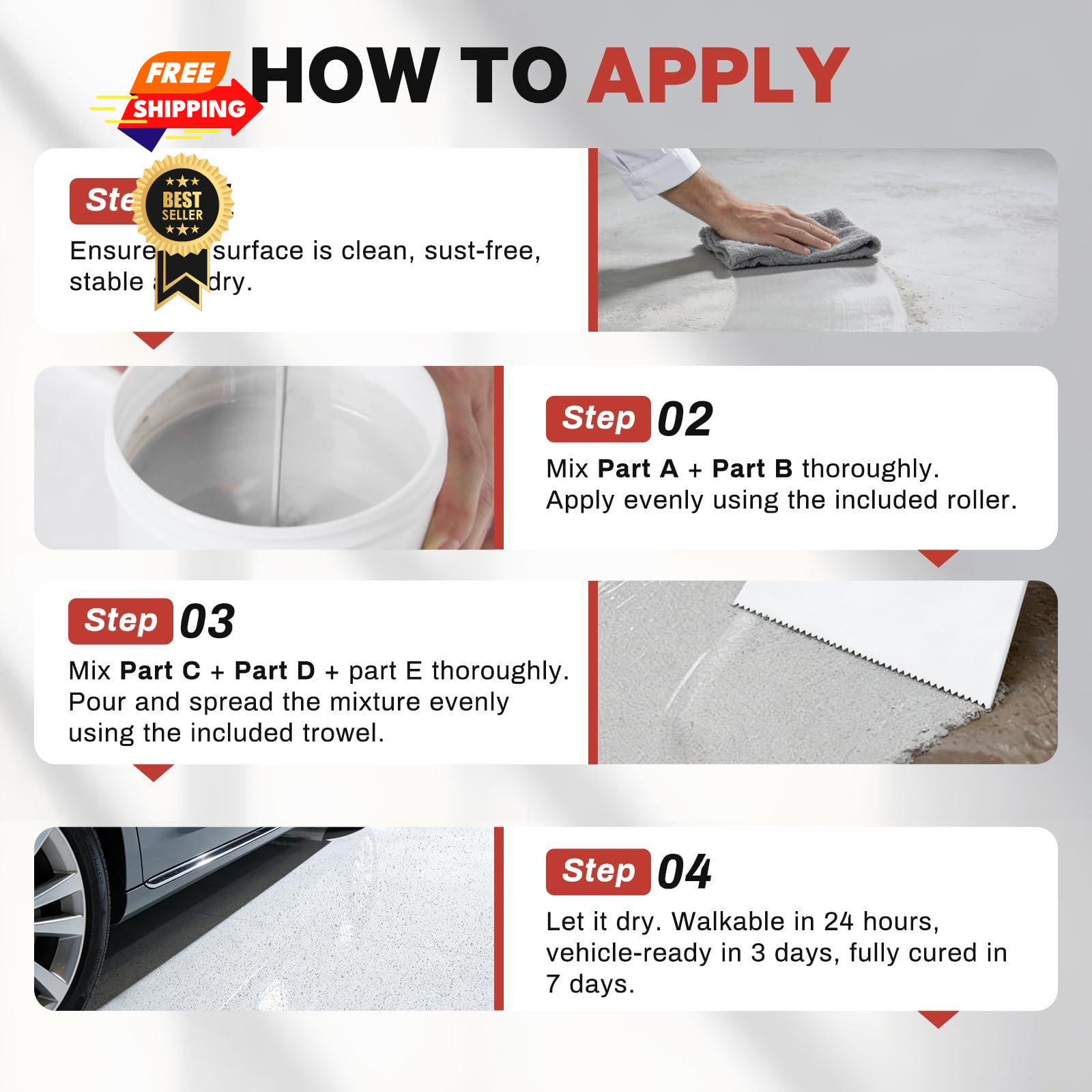 DWIL Epoxy Floor Paint with Colored Sand – 42 Fl Oz (Pack of 1), Light Gray