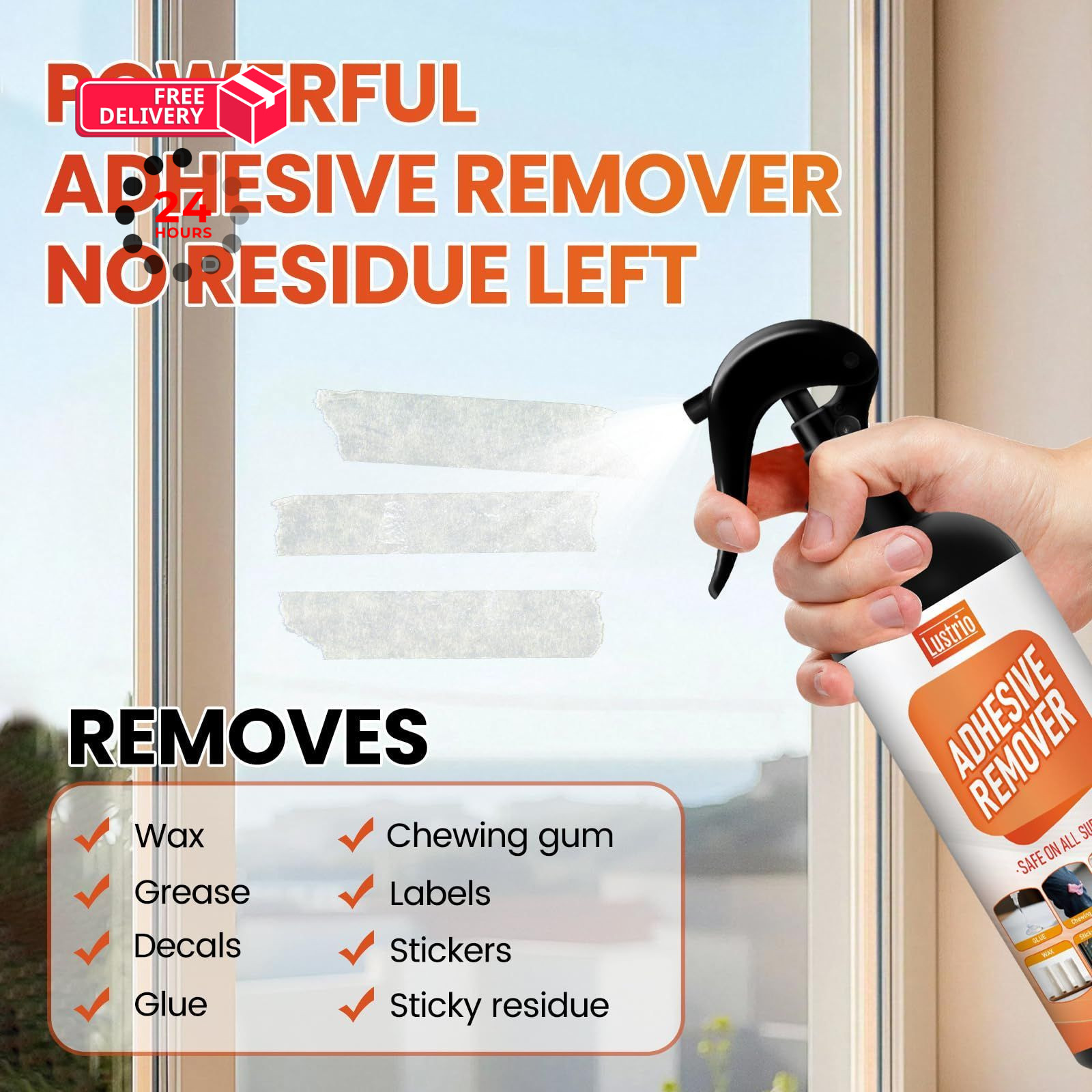 Adhesive Remover Spray for Car Paint, Glass, Plastic & 200 milliliters, black