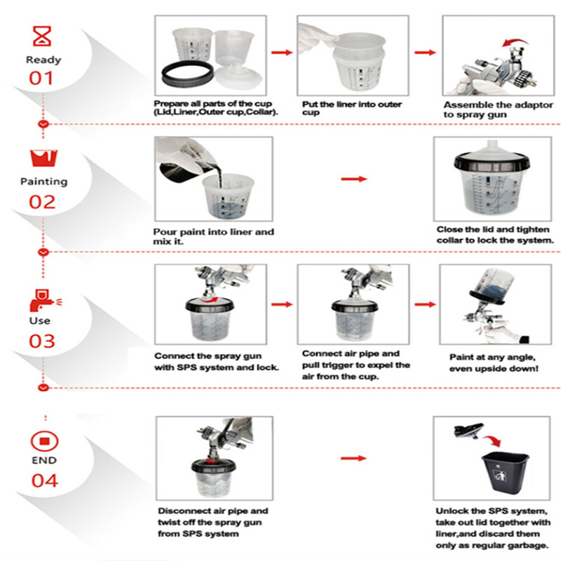 Paint Spray Gun No-clean Spray Gun Tank Disposable Inner Cup 200/400/600/800 ml