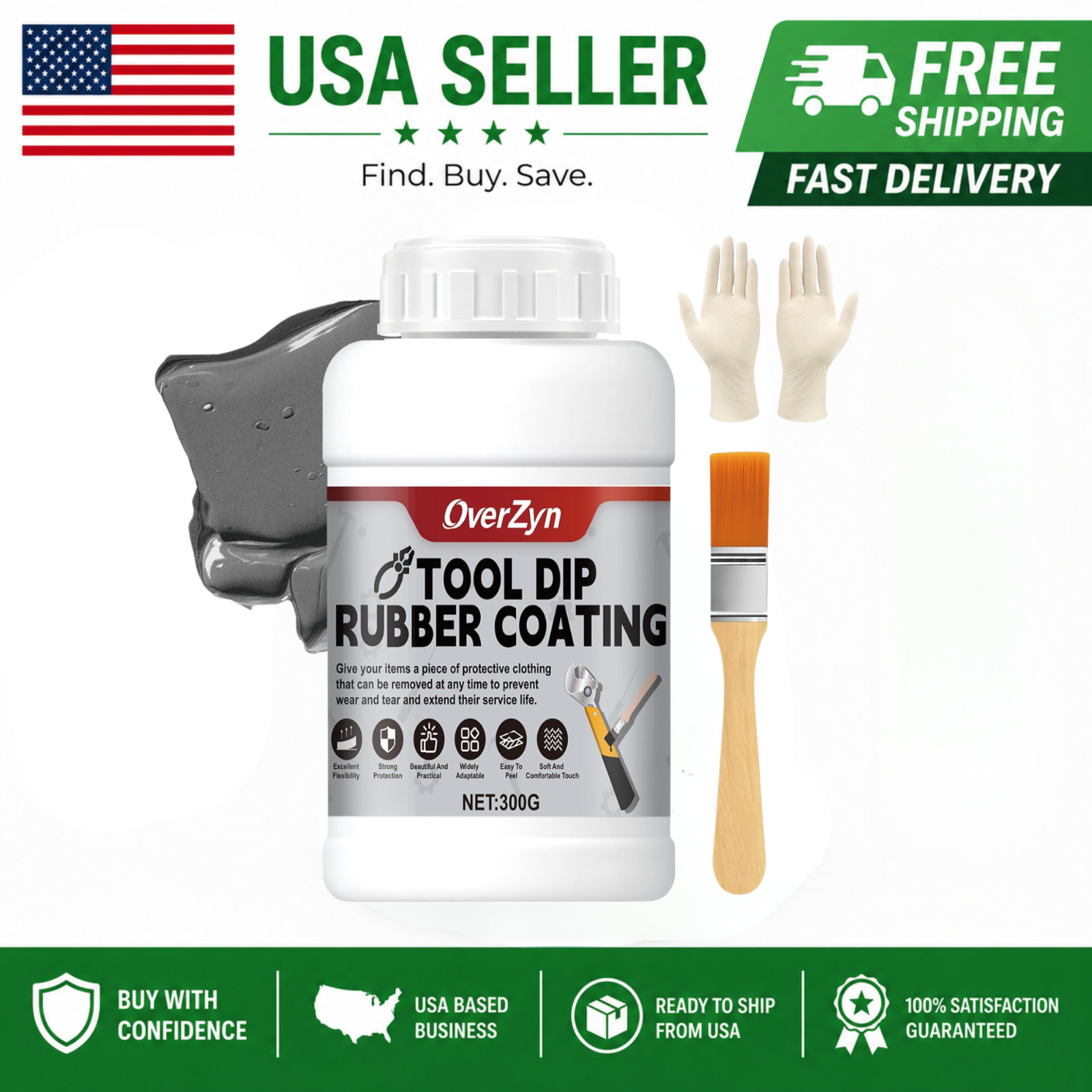10 Oz Tool Dip Rubber Coating, Tool Handle Dip Coating Wear-Resistant and Non-Sl