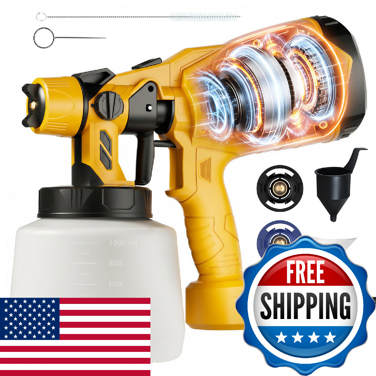 Samvinor Paint Sprayer Handheld Electric Paint Gun High Power Hvlp Spray Gun 3