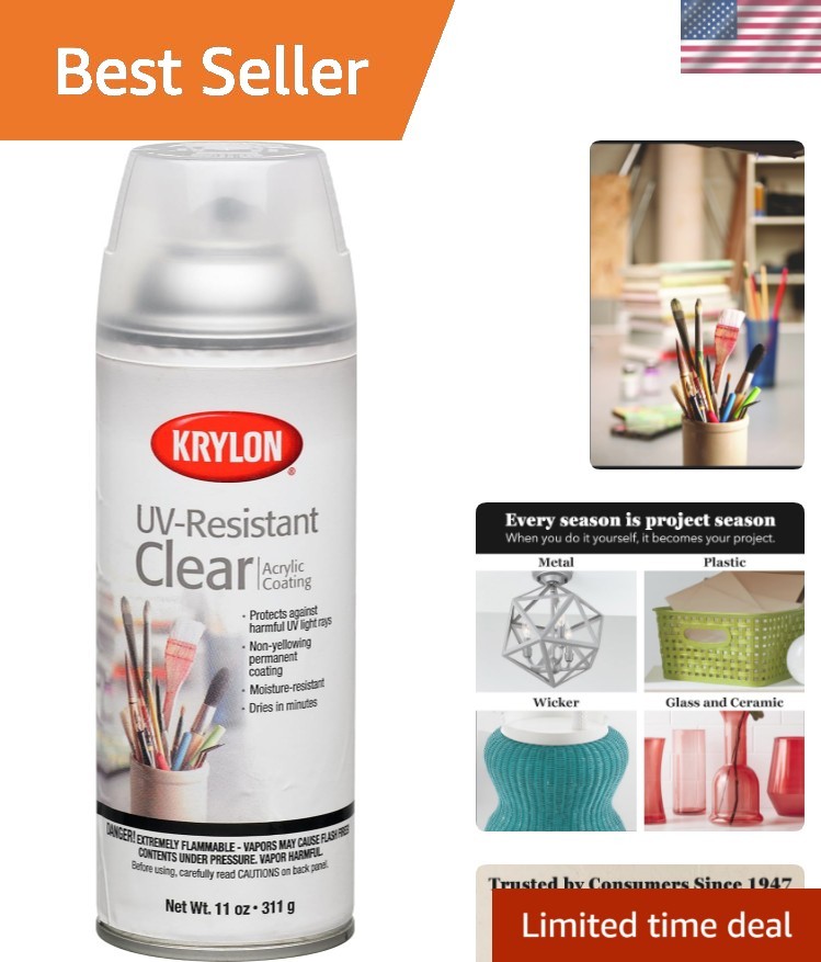 Krylon 11oz UV-Resistant Clear Gloss Spray for Lasting Art Protection