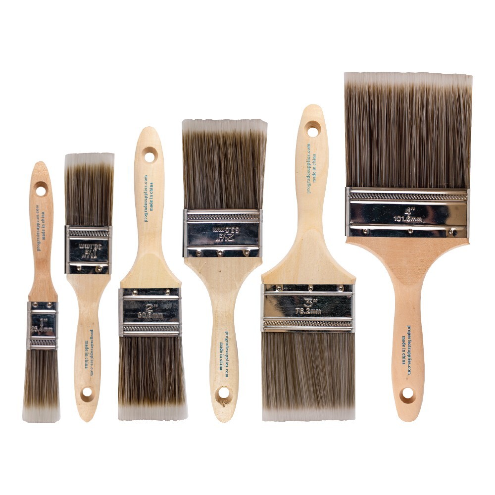 6-Pack Flat Brushes in Assorted Sizes for All Latex and Oil Paints & Stains