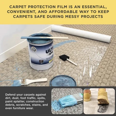 Carpet Protection Film, 36″ x 200′ Roll – Clear Self Adhesive, Floors & Surfaces