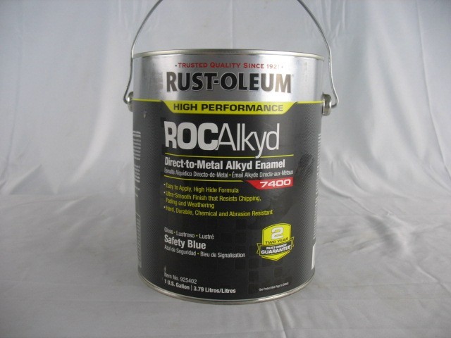 RUST-OLEUM 925402 Interior Exterior Alkyd Paint, DTM, Safety Blue, 1 gal, 5A268
