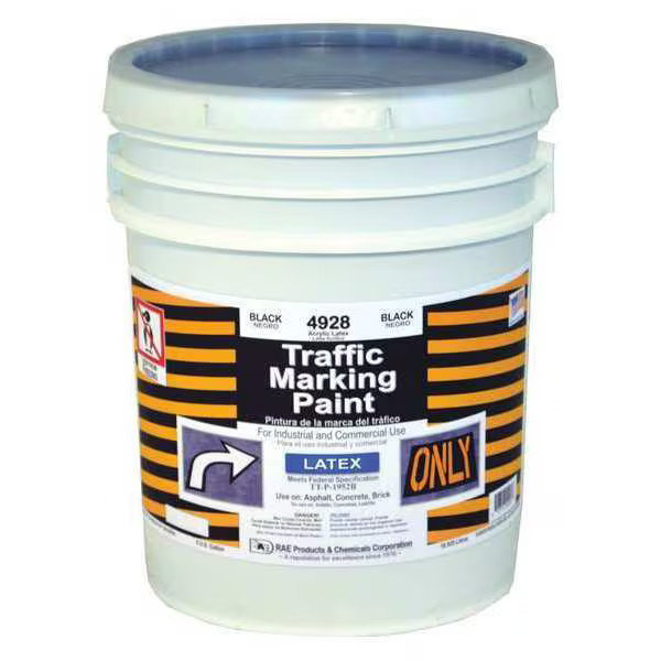 Rae Traffic Zone Marking Paint, 5 gal., Black, Latex Acrylic -Based 4928-05 Rae