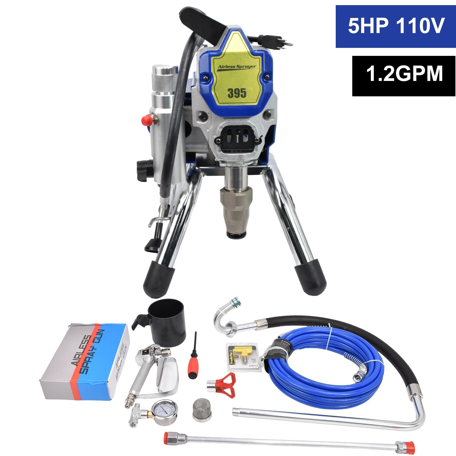 5HP Electric Airless Paint Sprayer High Efficient 3300PSI W/Extension Rod 110V