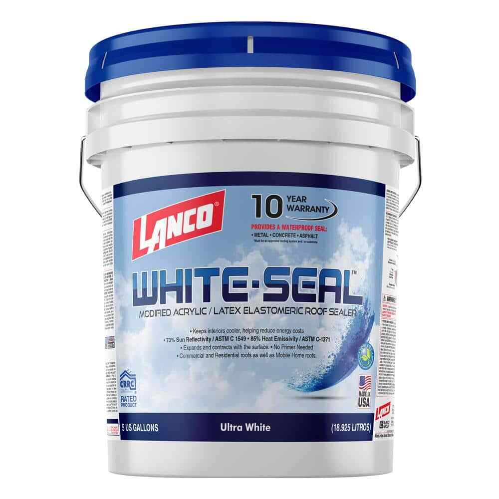 Elastomeric Seal Roof Leaks 5 Gallon White Coating Waterproof Rubberized Cool RV