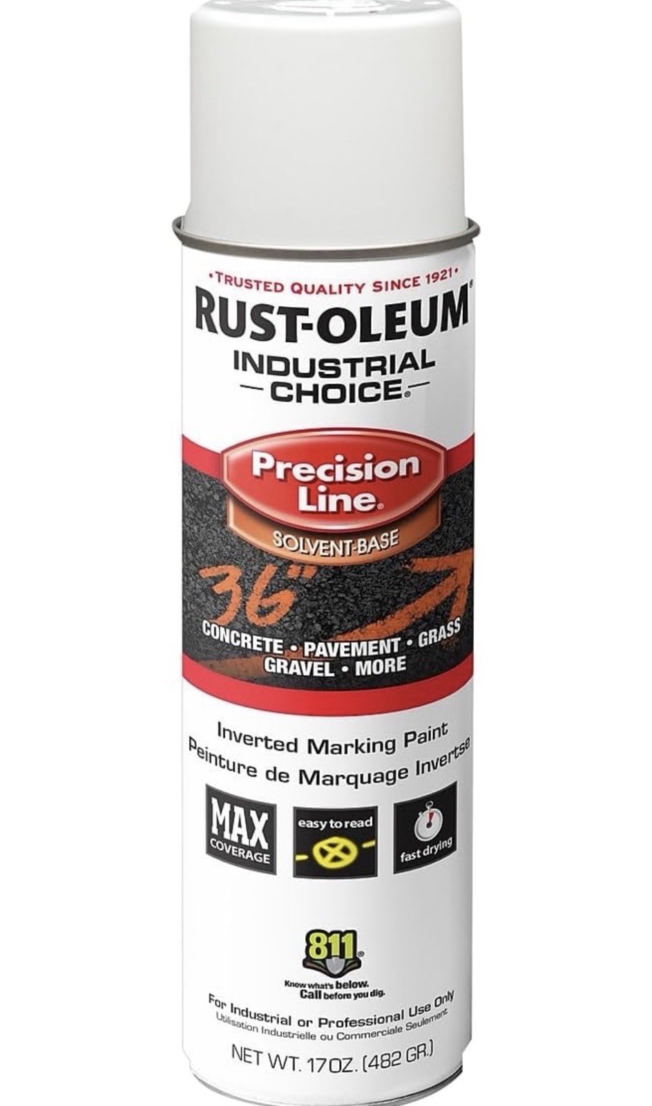 Rust Oleum 17 Ounce Inverted Marking Paint Grass Concrete Gravel – 12 Pack White