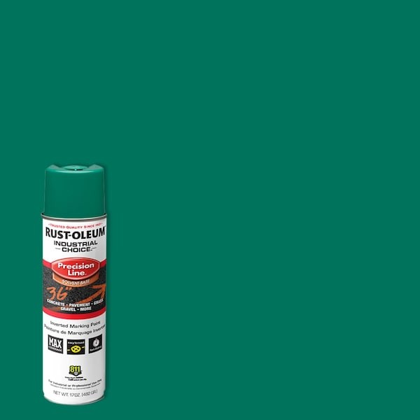 Rust-Oleum 1634838V Precision Line Marking Paint, Inverted, Safety Green, 17 Oz